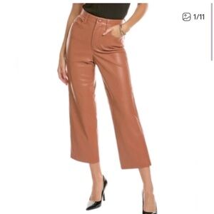 Blank NYC The Baxter Ribcage Straight Vegan Leather Cropped High Rise Pants Tan